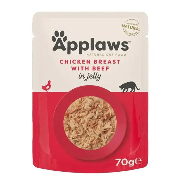 Applaws Adult Wet Cat Food Pouch Chicken with Beef in Jelly (70g)) - Pet Supply UAE