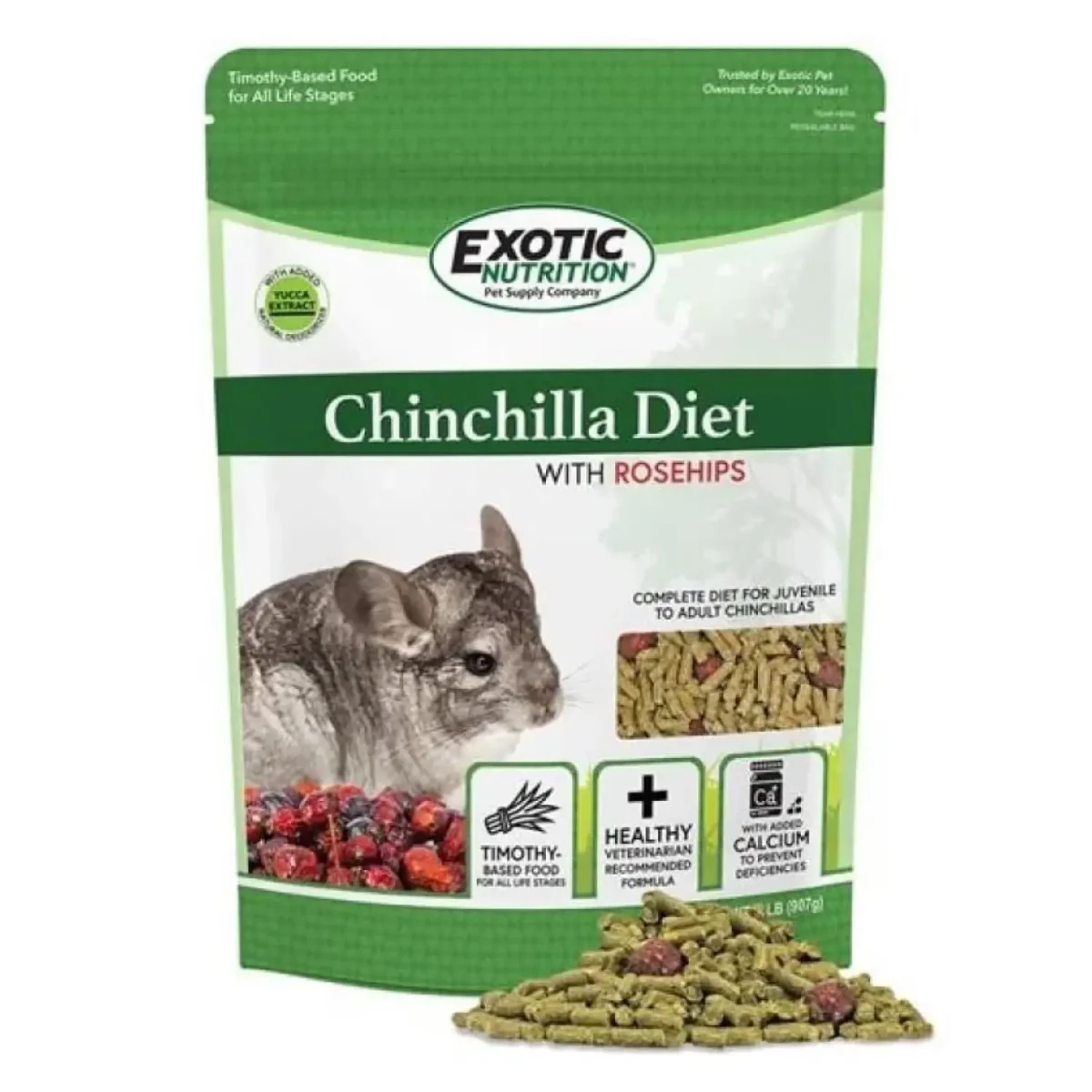 Exotic Nutrition Chinchilla Diet with Rose Hips 2lb - Pet Supply UAE
