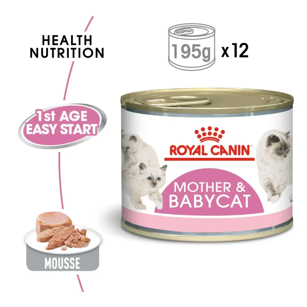 Royal Canin Feline Health Nutrition Mother & Babycat Mousse (12x195g Cans) - Pet Supply UAE
