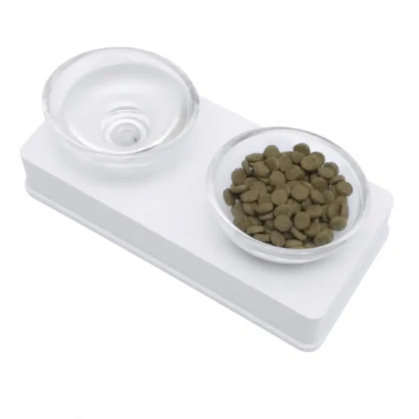 Catit Elevated Glass Diner - White - Pet Supply UAE