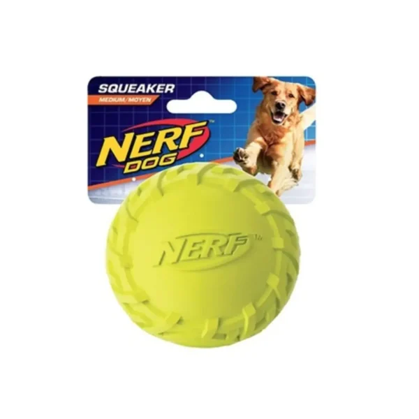Nerf Dog Tire Squeak Ball – Durable Rubber Chew Toy with Squeaker for All Dog Sizes - Pet Supply UAE